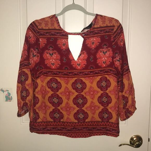 Mink Pink orange floral keyhole top medium NWT - Picture 2 of 6